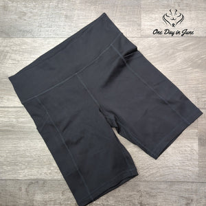 Hue High Waist Yoga Biker Shorts Black Side Pockets Athletic Size S