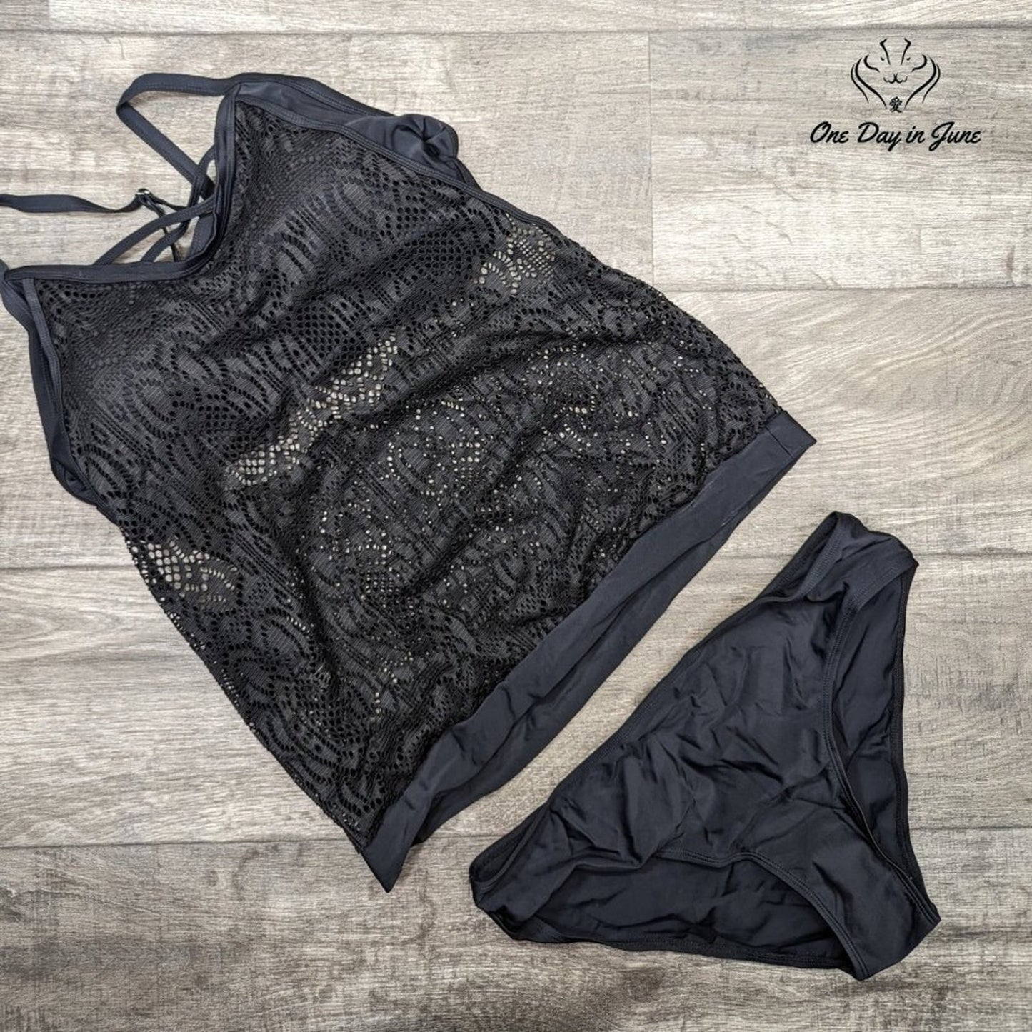 Nicetage Lace Double Up Tankini Swimsuit Size L