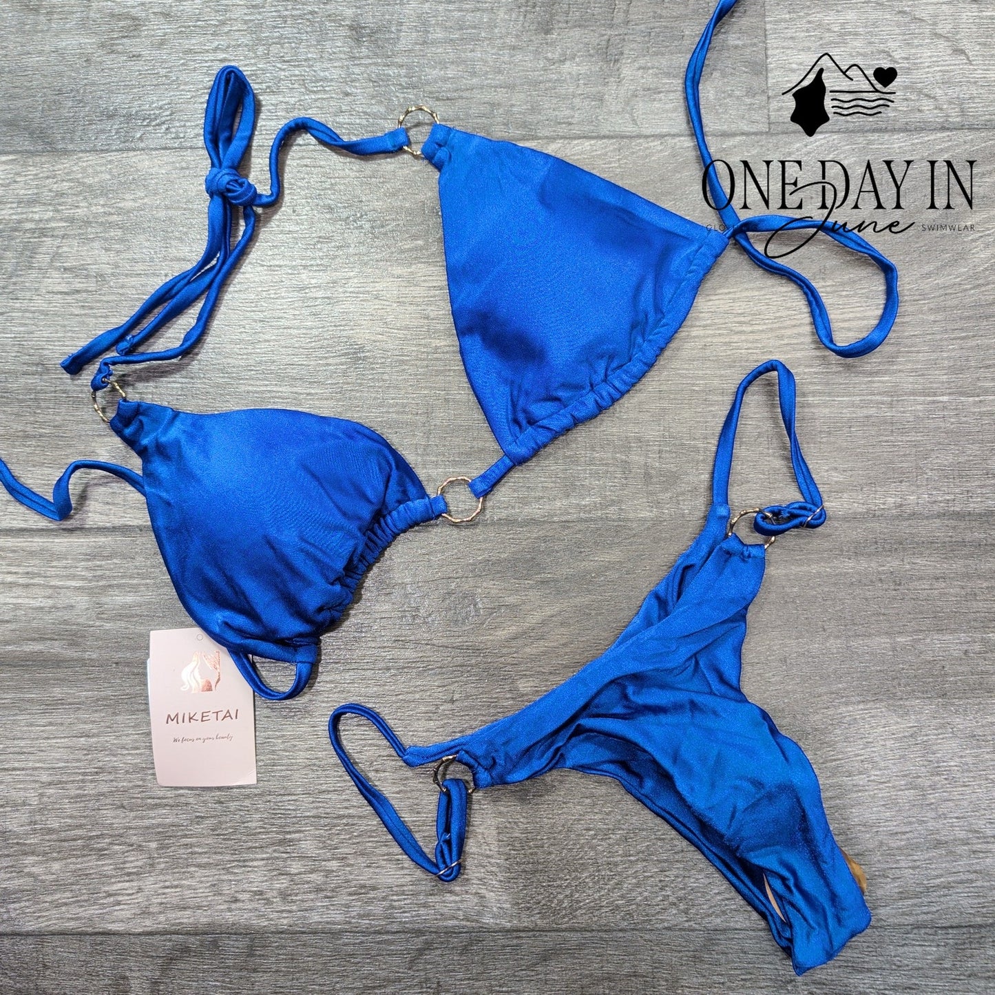 Miketai Adjustable Triangle Thong Bikini Swimsuit Size M
