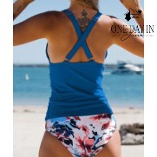Beachsissi V Front Tummy Control Tankini Swimsuit Size XL