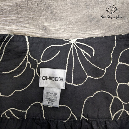 Chico's Embroidered A Line Skirt Size 0 (4)
