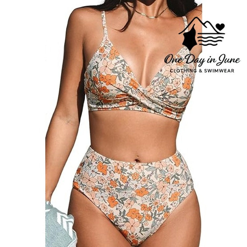 Cupshe Cross Front High Cut Bikini Swimsuit Size M