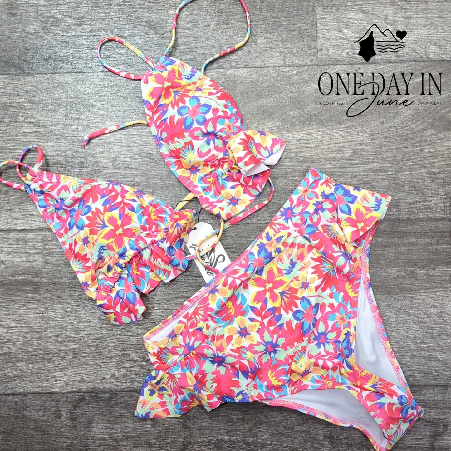 Sporlike Adjustable Triangle Ruffle Bikini Swimsuit Size S