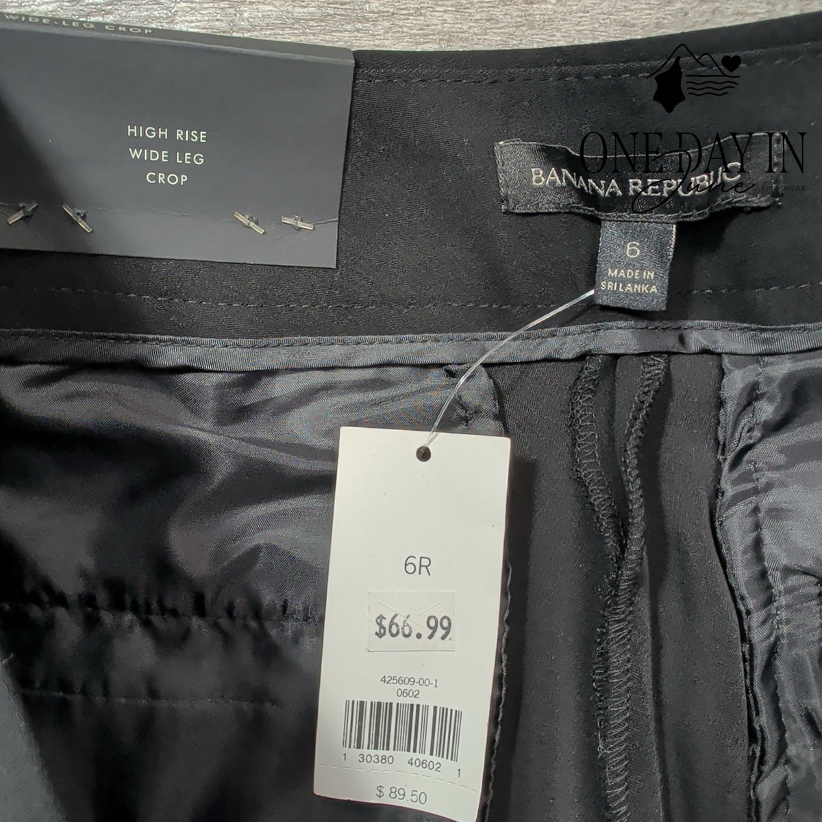 Banana Republic High Rise Wide Leg Crop Pants Black NWT Size 6