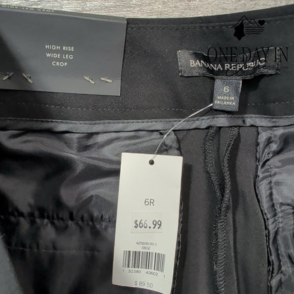 Banana Republic High Rise Wide Leg Crop Pants Black NWT Size 6