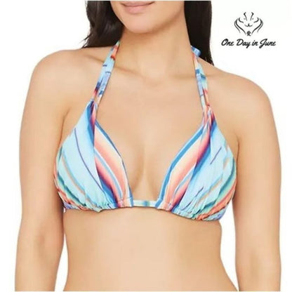 La Blanca Sunset Stripe Halter Bra Swim Top Size 4