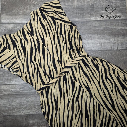Talbots Striking Zebra Midi Shirtdress Tan Black Belted NWT Size 16