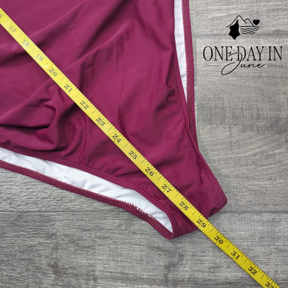 Summermae Maternity Twist Front Cutout One Piece Swimsuit Burgundy NWT Size L