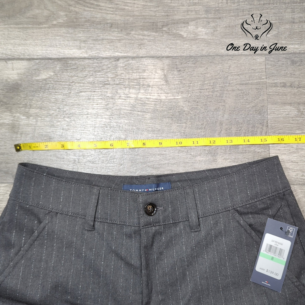Tommy Hilfiger Metallic Pinstripe Wide Leg Cargo Pants Gray NWT Size 8