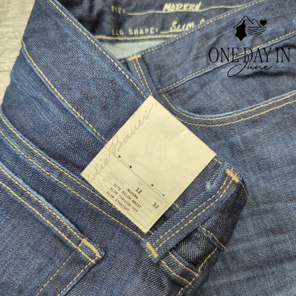 Eddie Bauer Modern Slim Straight Jeans Dark Wash Stretch Denim NWT Size 12