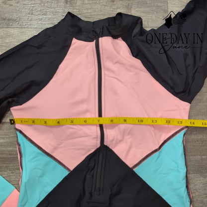 CharmLeaks Long Sleeve Rash Guard One Piece Swimsuit Size S