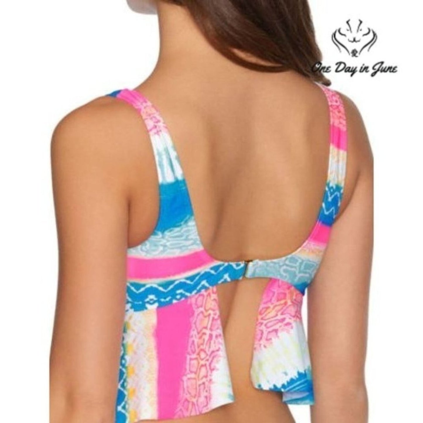 Arizona Jean Co. Abstract Tankini Swimsuit Top Juniors Size L