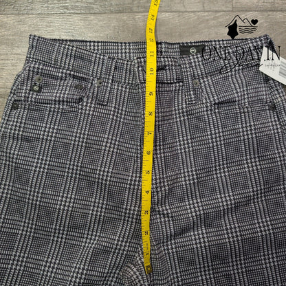 AG Adriano Goldschmied High Rise Wide Leg Crop Pants Plaid Gray NWT $215 Size 4