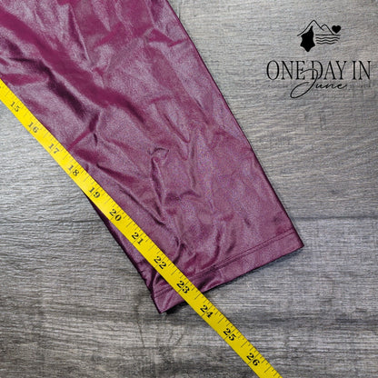 Carbon38 Takara Shine High Rise Crop Leggings Metallic Berry Pink NWT Size L