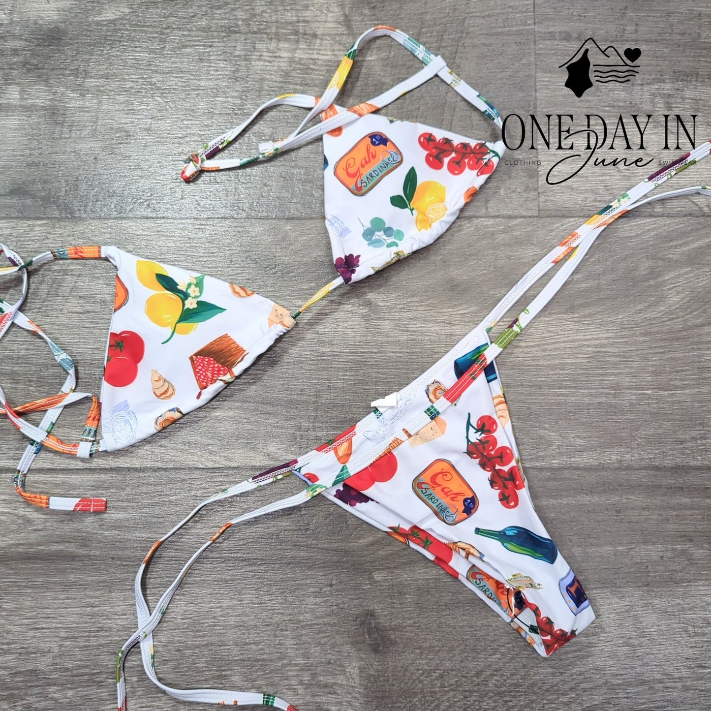 Charmo Adjustable Triangle Tie Side Bikini Swimsuit Size S