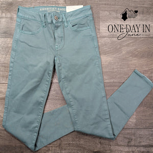 American Eagle Outfitters Super Stretch X Jegging Jeans Regular Green NWT Size 4