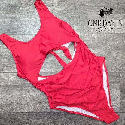 Vimpunec Cut Out Tie Back One Piece Swimsuit Size XL