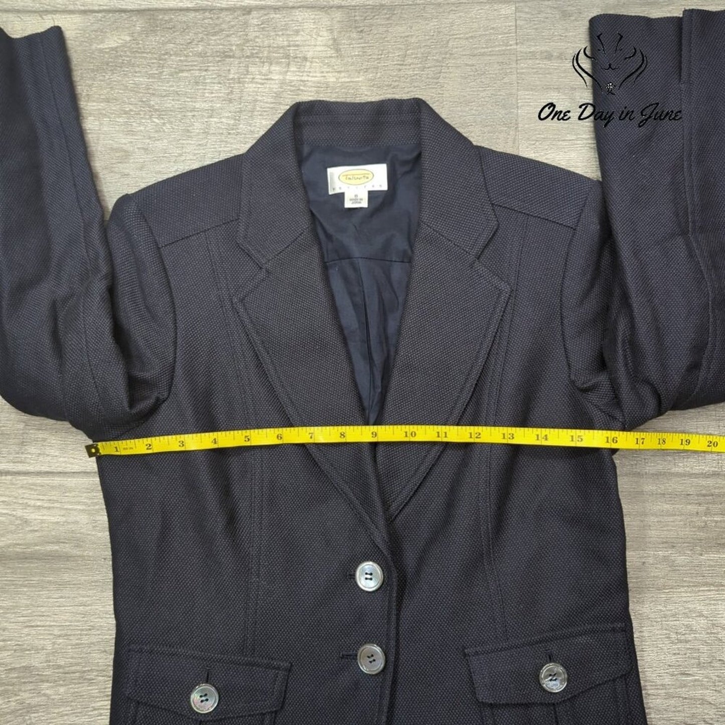 Talbots Petites 2 Button Blazer Navy Textured Size 8