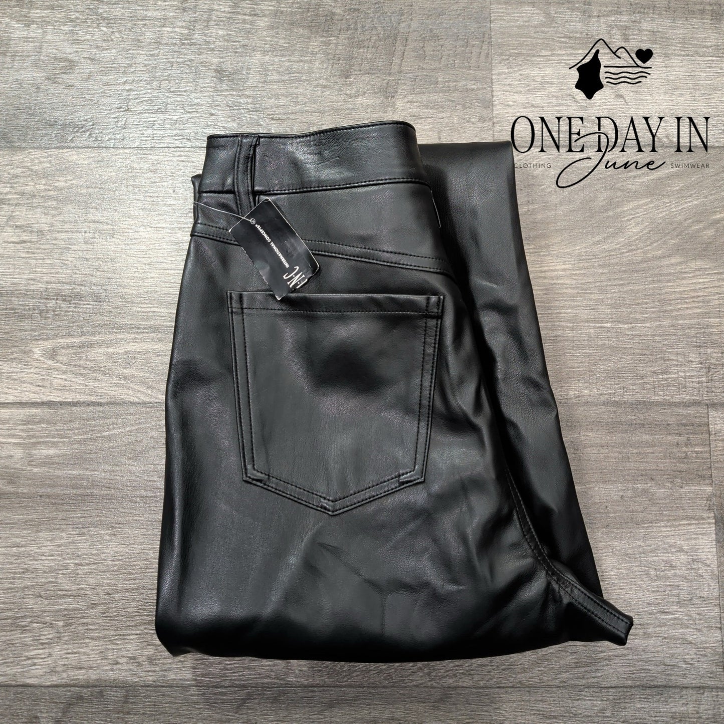 INC International Concepts Faux Leather Straight Leg Pants Size 12