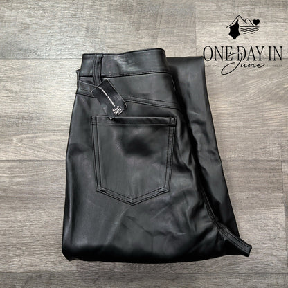 INC International Concepts Faux Leather Straight Leg Pants Size 12
