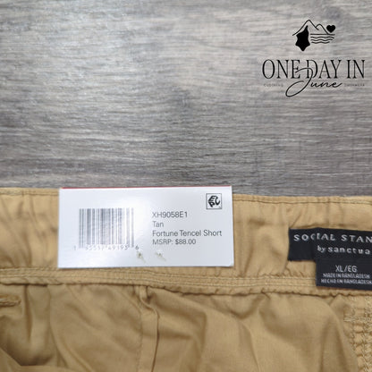 Social Standard by Sanctuary Fortune Tencel Shorts Tan NWT Size XL