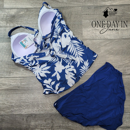 B2Prity Tropical Tie Back Tankini Swimsuit Size L