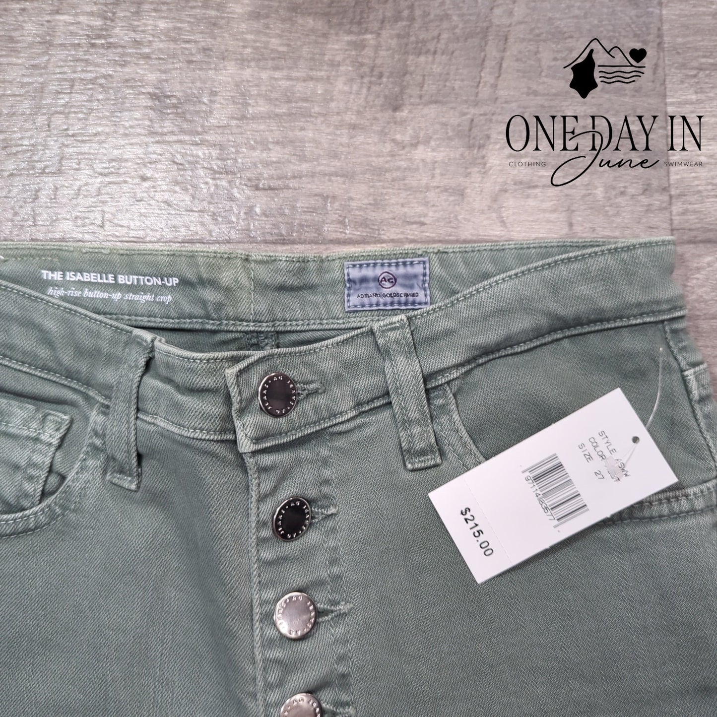 AG Adriano Goldschmied The Isabelle Button Up High Rise Crop Jeans Size 27 (4)