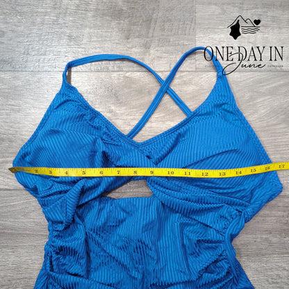 CharmLeaks Ribbed Cut Out Tie Back One Piece Swimsuit Size L