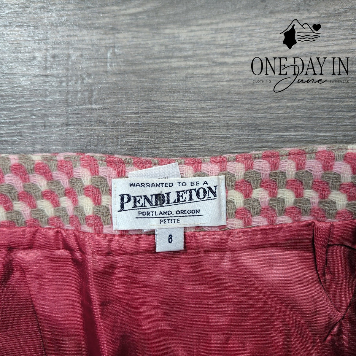 Pendleton Petite Wool A Line Skirt Pink Gray Cream Textured Size 6