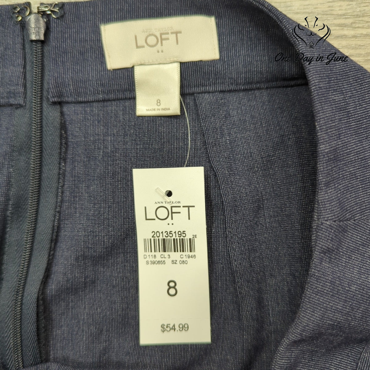 Loft Tailored Mini Skirt Blue Gray Back Zip NWT $54.99 Size 8