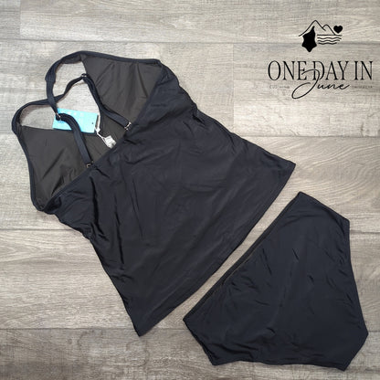 Yonique Cross Front Tankini Swimsuit Size L