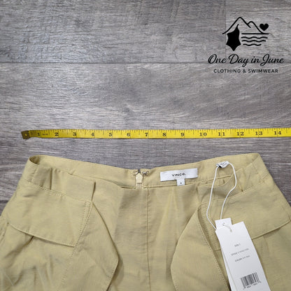 Vince Wide Leg Crop Pants Maize Beige Belted High Rise NWT $395 Size 0