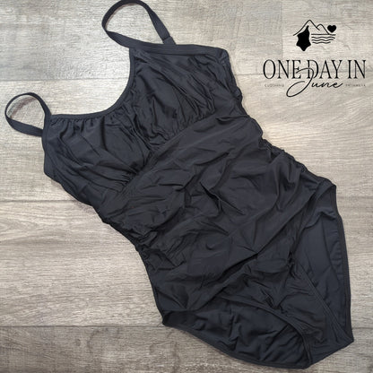 Aleumdr Cinched Top Tummy Control One Piece Swimsuit Size M