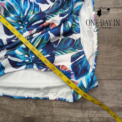 Eomenie Cross Front Cut Out Tie Back One Piece Swimsuit Tropical NWT Size XL