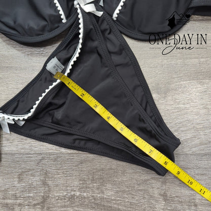 CharmLeaks Tuxedo Ruffle Cheeky Bikini Swimsuit Size L