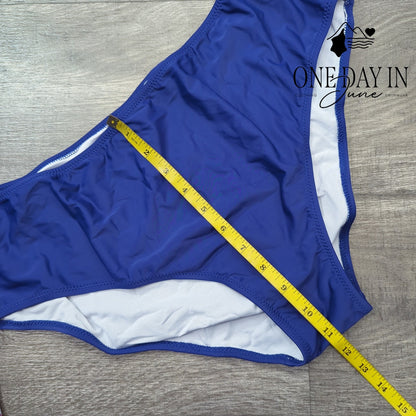CharmLeaks Plus Size Halter Swimdress Tankini Swimsuit Blue Floral Size 4XL