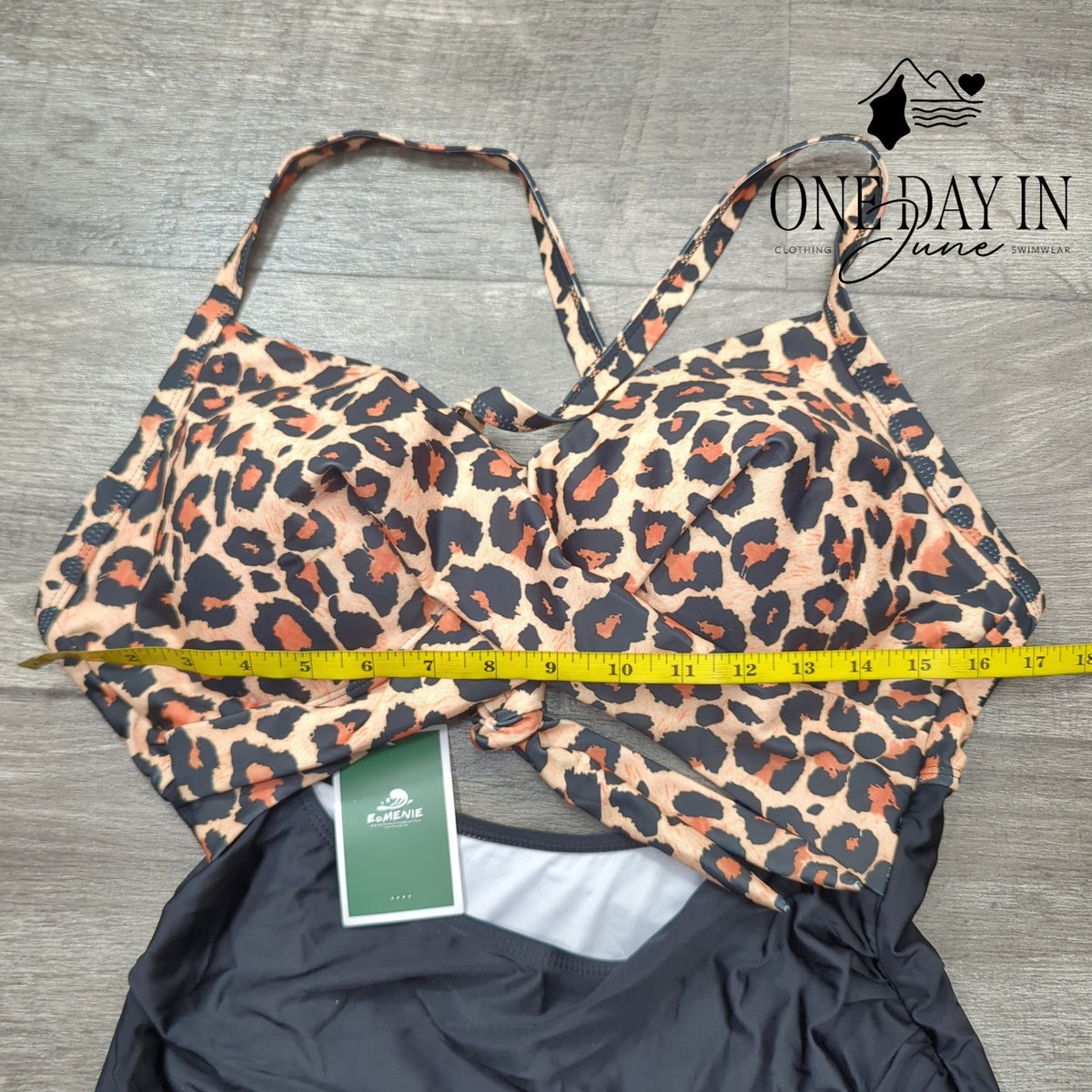 Eomenie Leopard Print Cross Front Cut Tie Back One Piece Swimsuit NWT Size XL