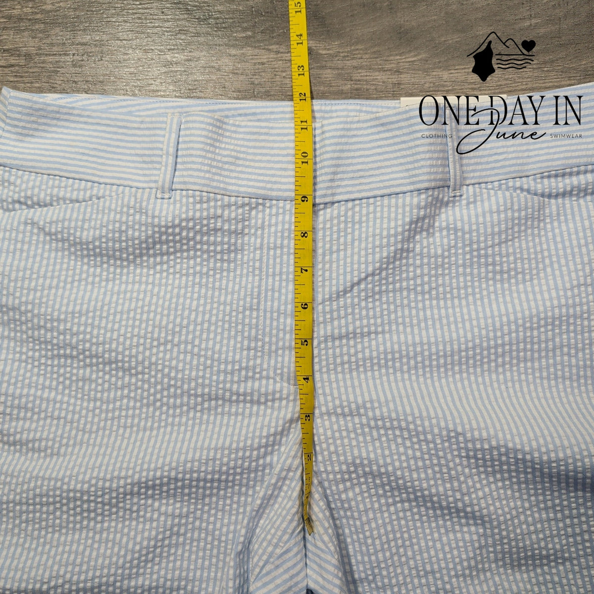 Loft Skinny Ankle Seersucker Pants Blue White Stripe NWT $79.99 Size 14