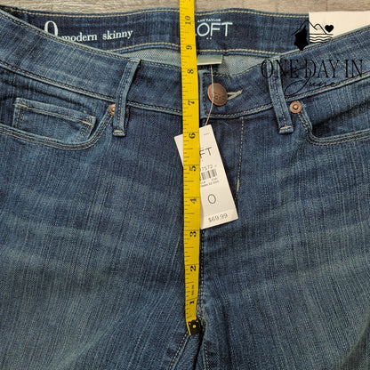 Loft Modern Skinny Jeans Dark Wash Blue Stretch Denim NWT Size 0