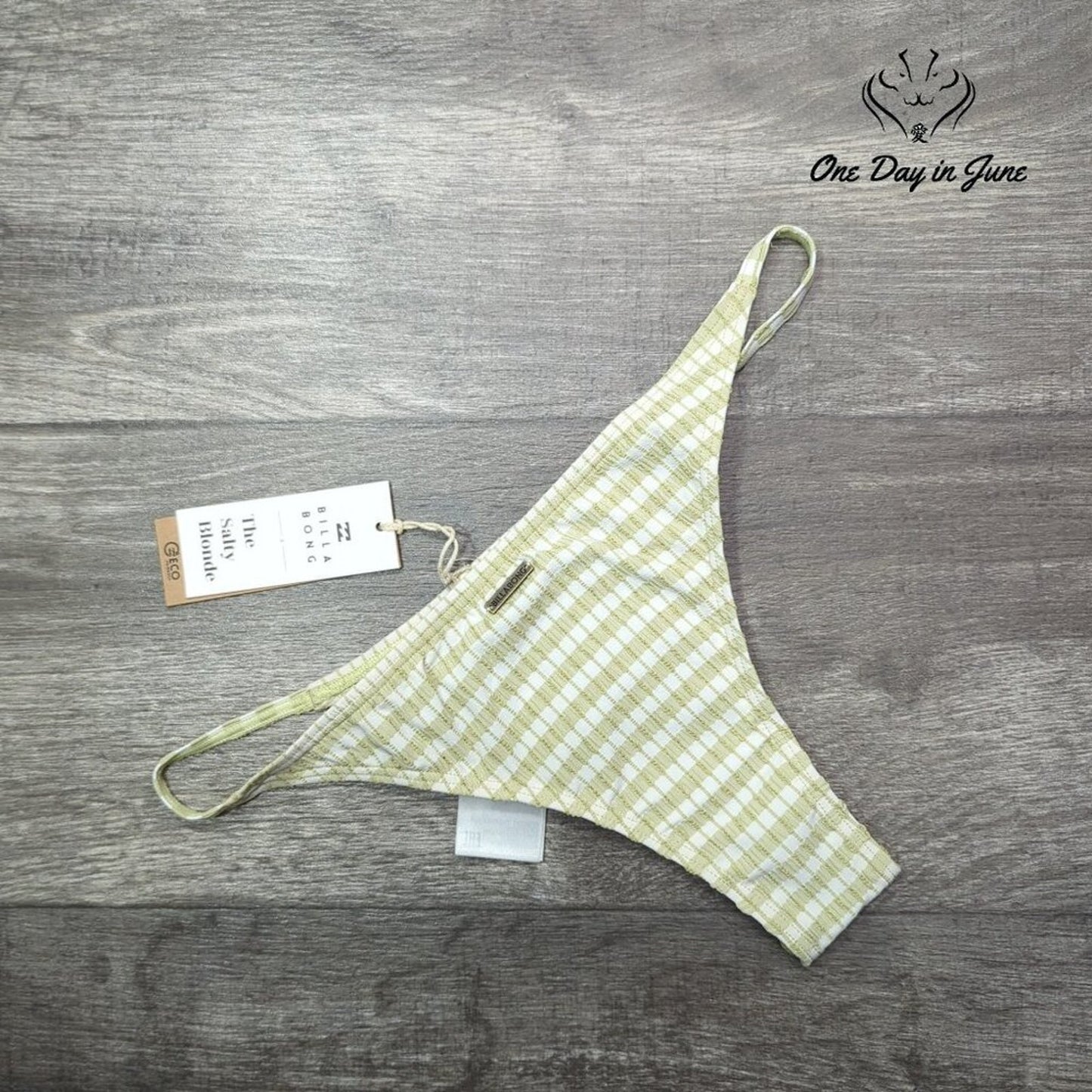 Billabong Salty Blonde Meet Your Match Isla Bikini Bottom Gingham NWT Size S