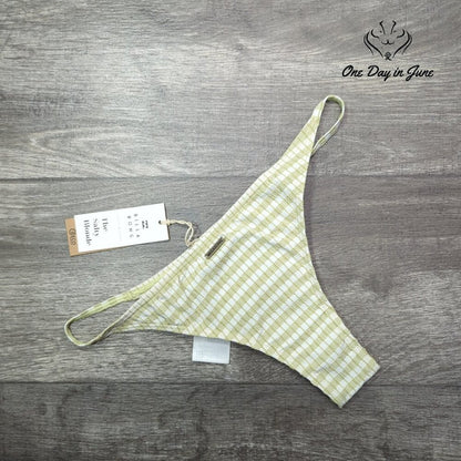 Billabong Salty Blonde Meet Your Match Isla Bikini Bottom Gingham NWT Size S