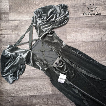 Forever 21 Velour Lace Up Back Maxi Dress Size M