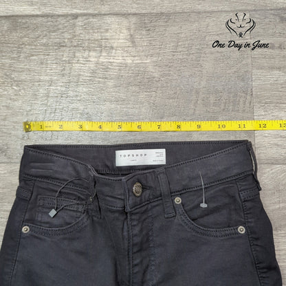 Topshop Jamie High Rise Distressed Skinny Jeans Black NWT Size 25 (0)