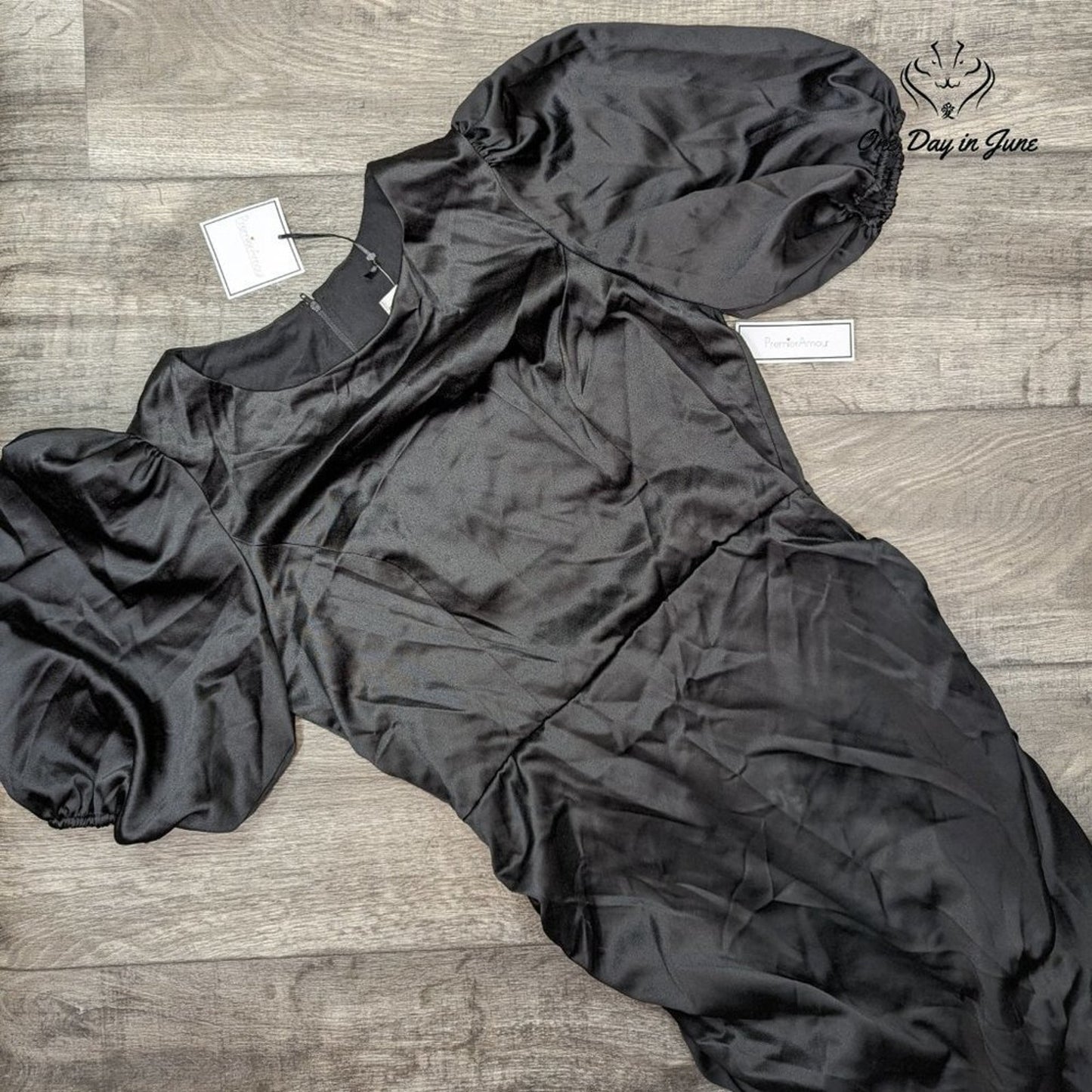 Premier Amour Puff Sleeve Ruched Back Dress Size 12