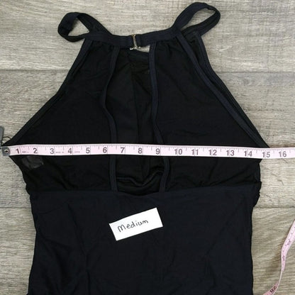 Tempt Me High Neck Plunge Mesh Ruched Monokini