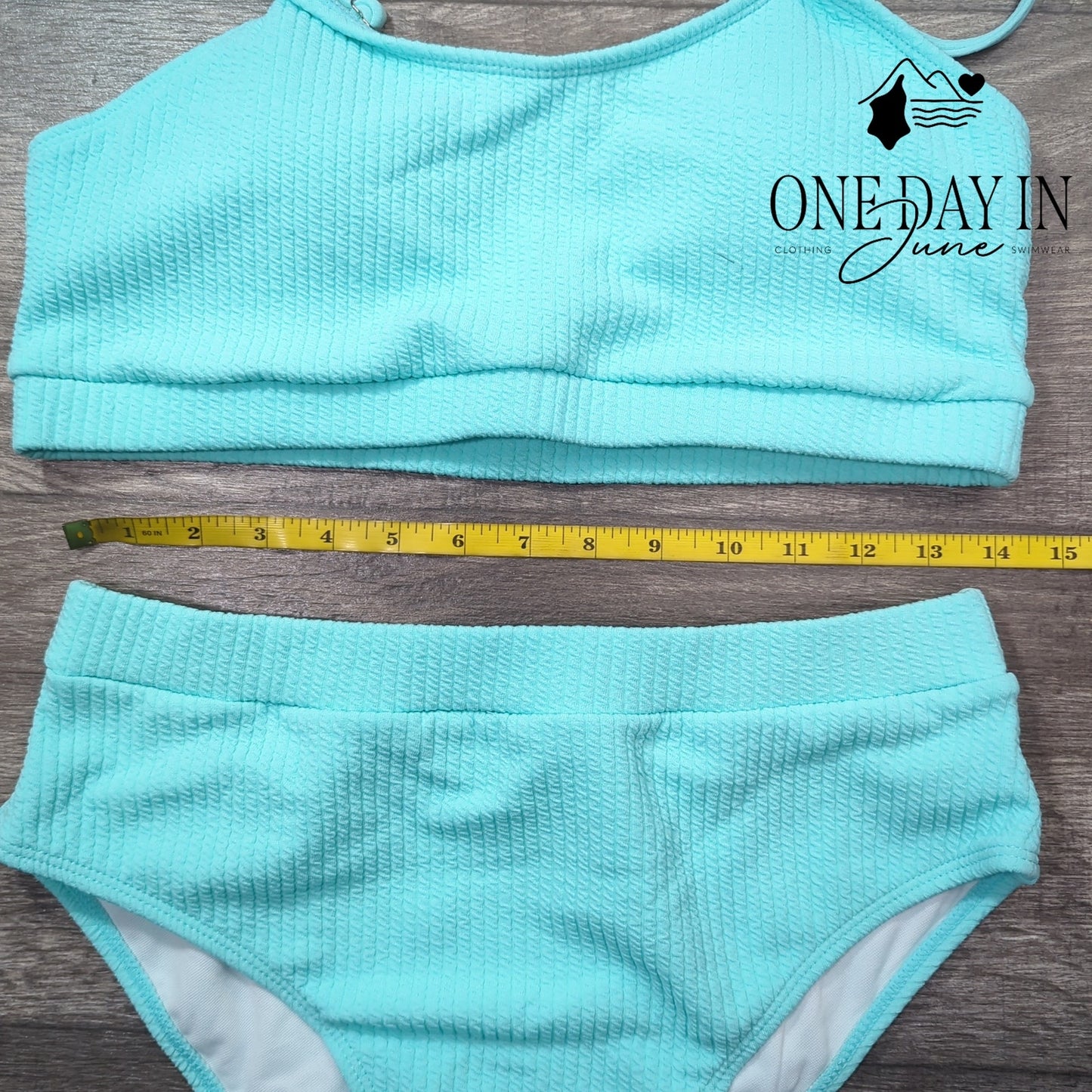 Aleumdr Textured Ribbed Crop Bikini Swimsuit Size L