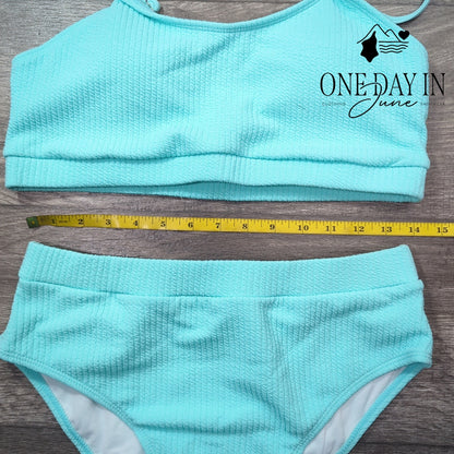 Aleumdr Textured Ribbed Crop Bikini Swimsuit Size L