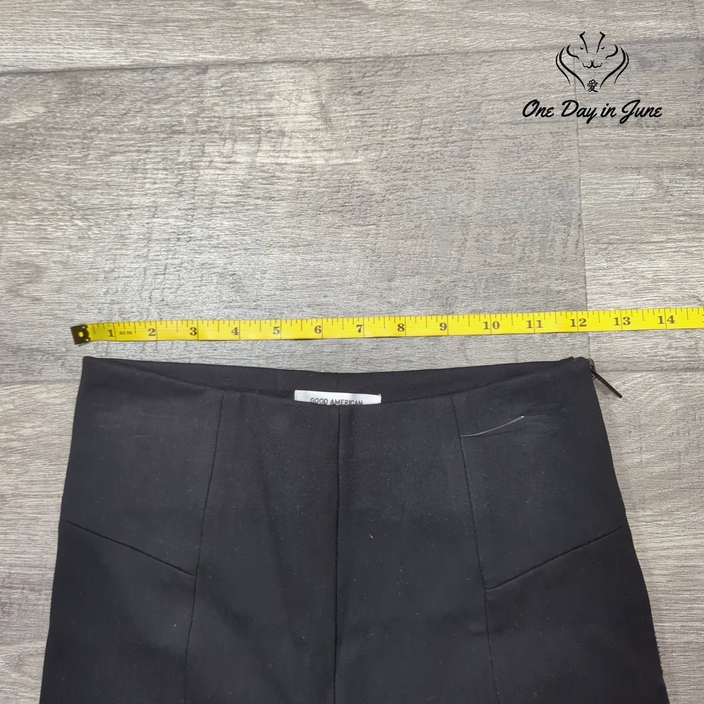 Good American The Boss Skinny Ankle Pants Black Ponte Side Zip Size 1