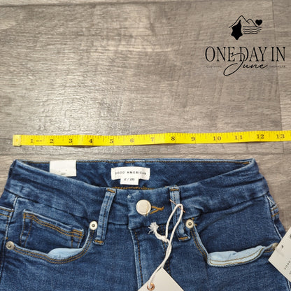 Good American Good Legs Crop Extreme V Skinny Jeans Blue NWT Size 2
