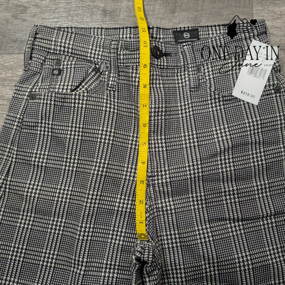 AG Adriano Goldschmied Cropped Wide Leg Pants Black White Plaid NWT Size 4 (27)